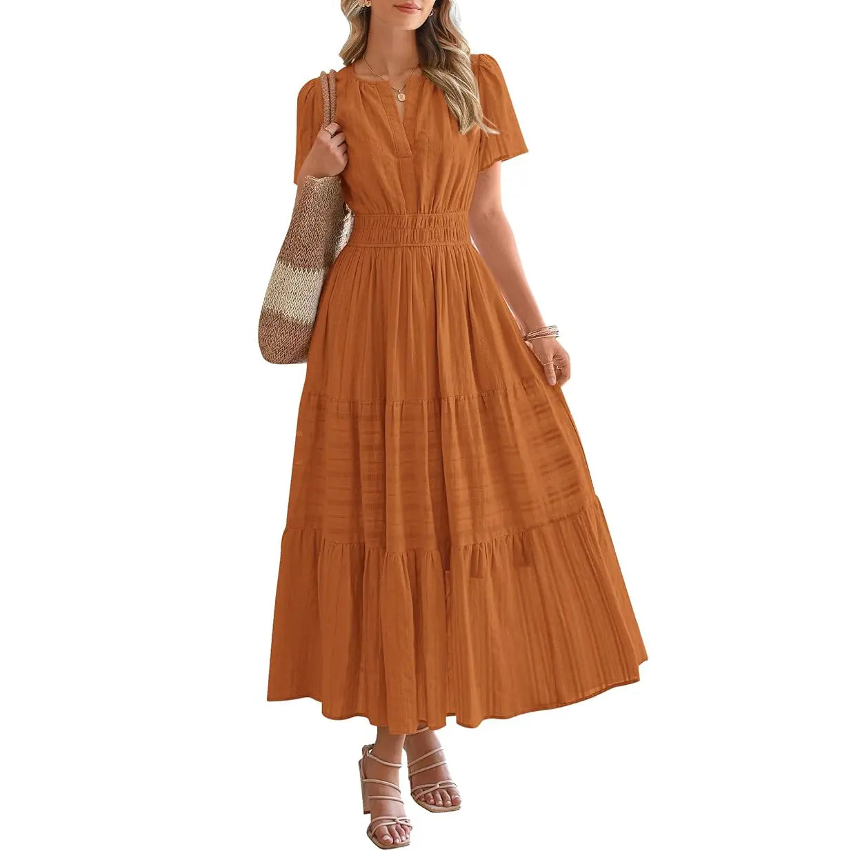 btfbm dress Women Summer Dresse Square Neck Short Sleeve Crossover Waist Tiered A-Line Mini Flowy Tiered Ruffle Dress BTFBM Women One Shoulder Summer