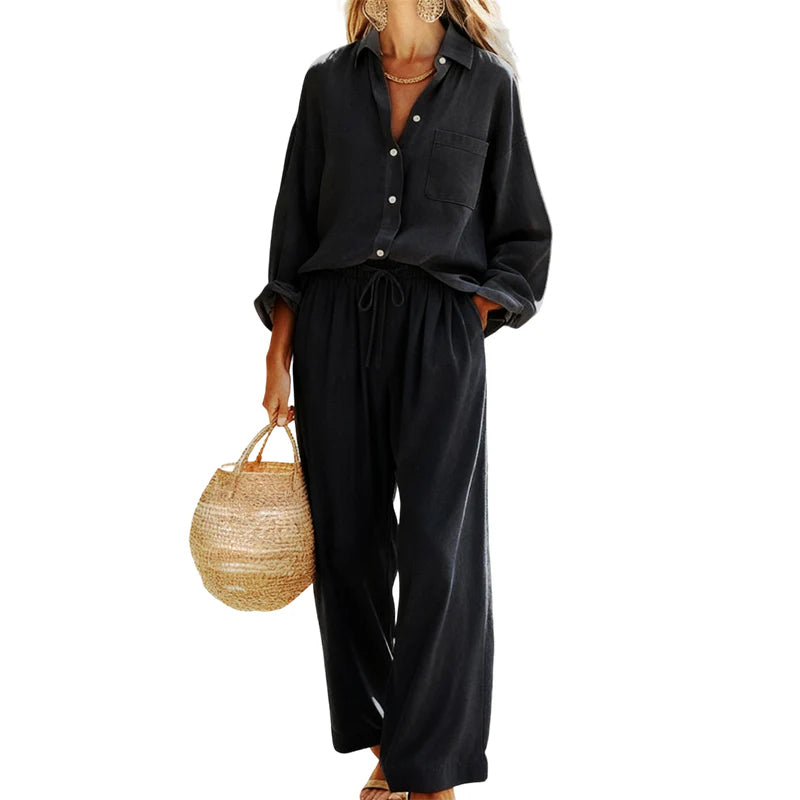 Everyday Casual Linen-Look Two-Piece Set