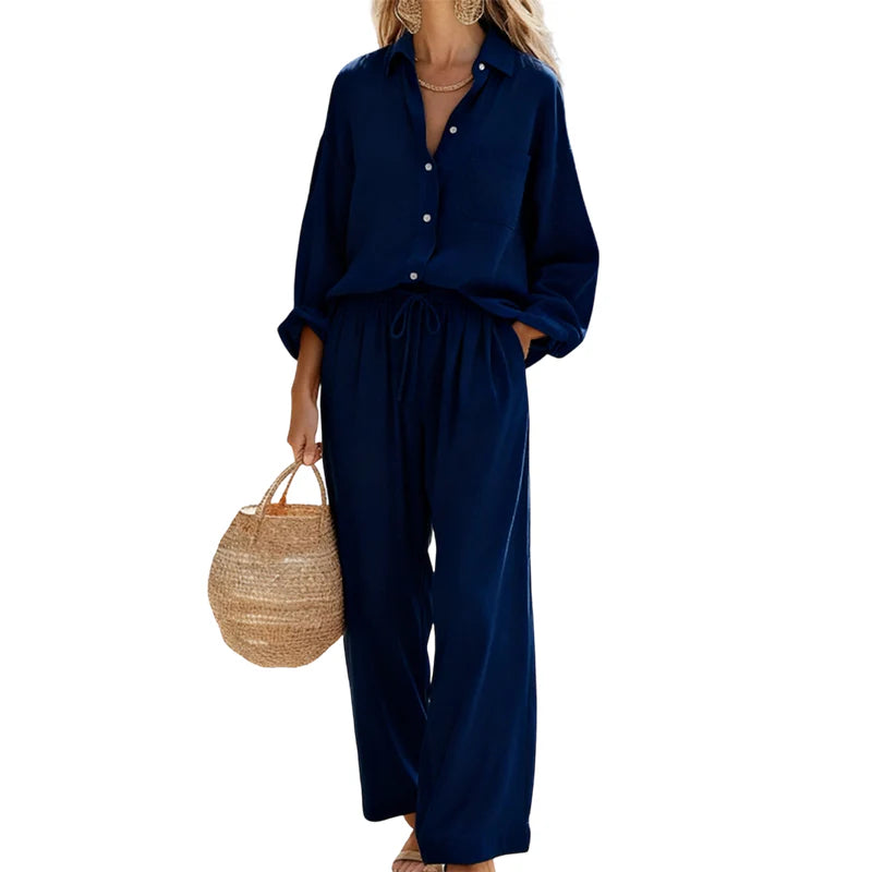 Everyday Casual Linen-Look Two-Piece Set