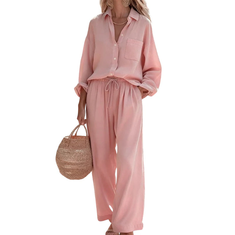 Everyday Casual Linen-Look Two-Piece Set