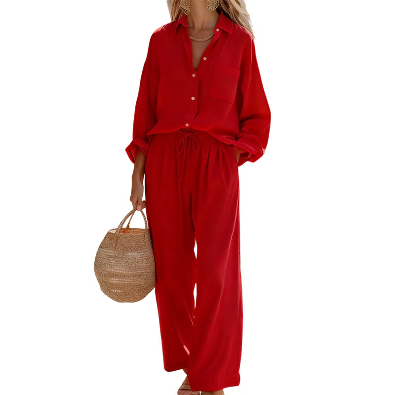 Everyday Casual Linen-Look Two-Piece Set