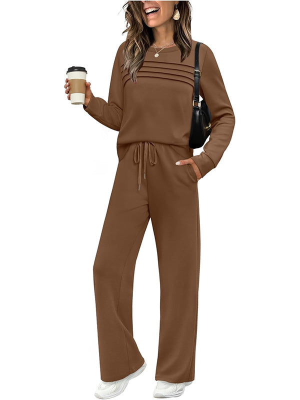 🔥HOT SALE 49% OFF✨💐Women's Crew Neck Top & Drawstring Pants Set