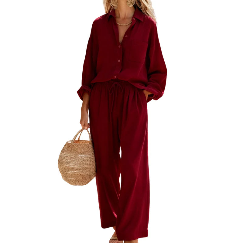 Everyday Casual Linen-Look Two-Piece Set