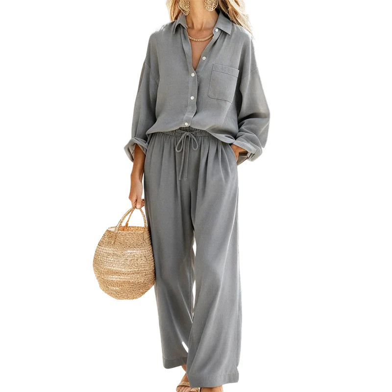 Everyday Casual Linen-Look Two-Piece Set