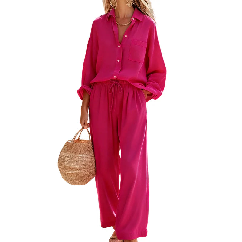 Everyday Casual Linen-Look Two-Piece Set