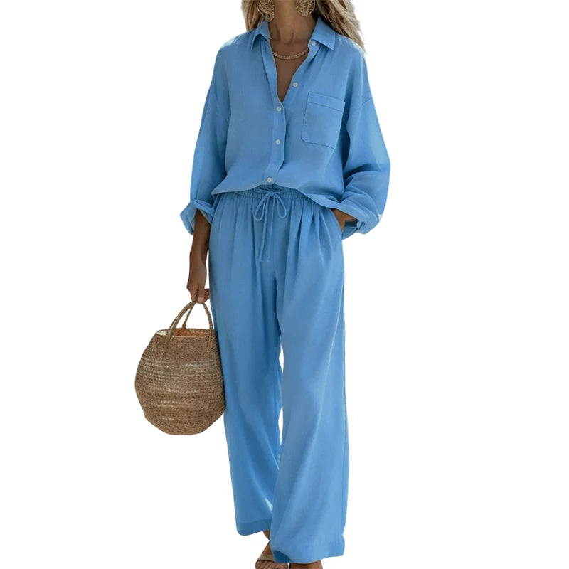 Everyday Casual Linen-Look Two-Piece Set