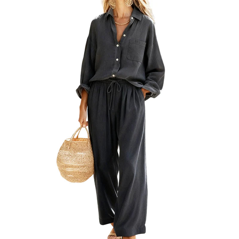 Everyday Casual Linen-Look Two-Piece Set