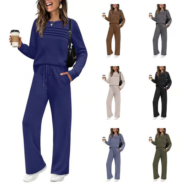 🔥HOT SALE 49% OFF✨💐Women's Crew Neck Top & Drawstring Pants Set