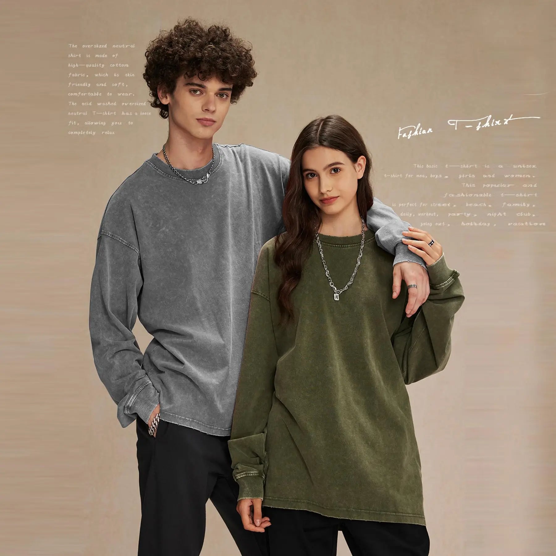 Arssm Unisex Long Sleeve T-Shirt – Vintage Acid Wash Baggy Cotton Tee for Streetwear, Casual Outfits & Layering
