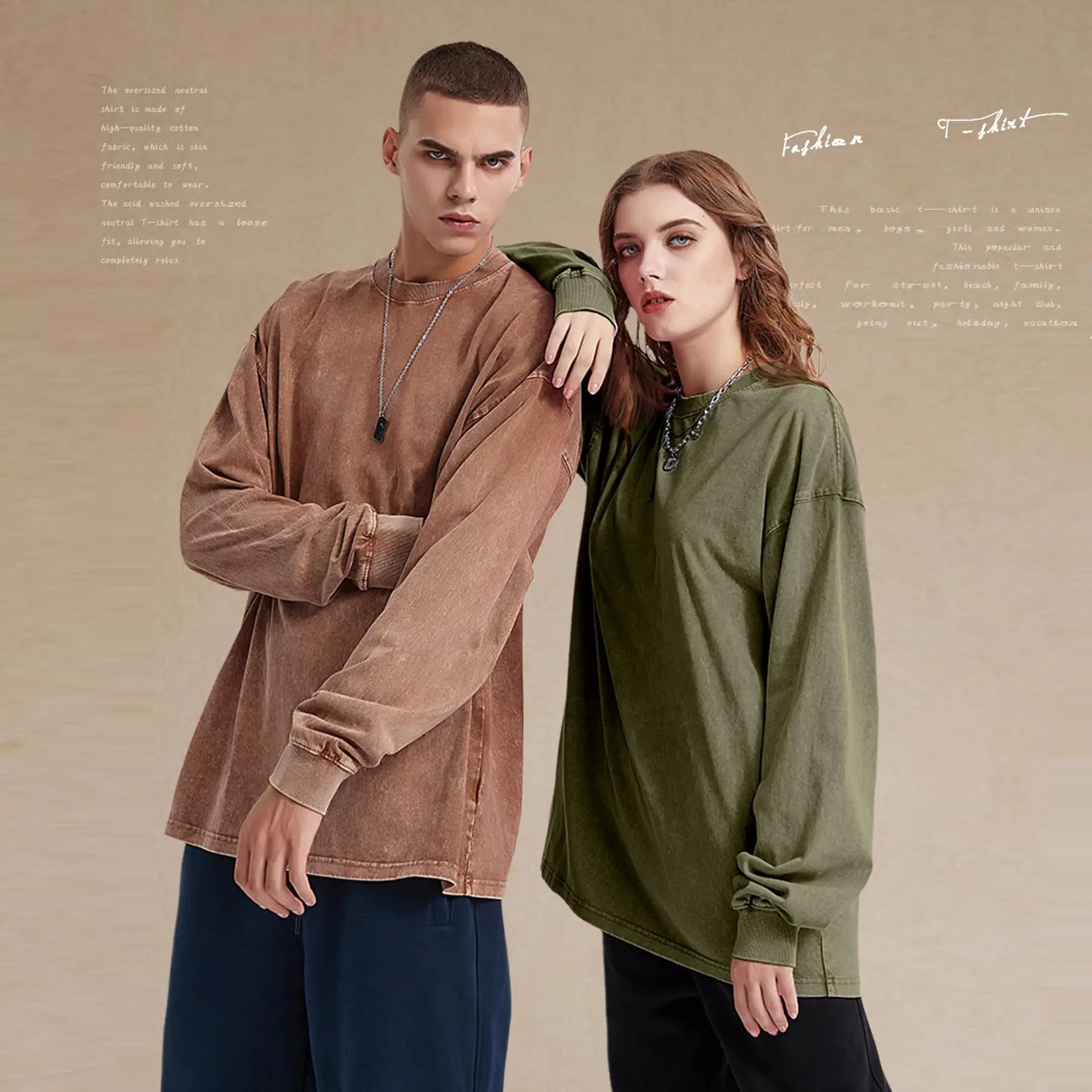 Arssm Unisex Long Sleeve T-Shirt – Vintage Acid Wash Baggy Cotton Tee for Streetwear, Casual Outfits & Layering
