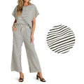 Tankaneo Womens Striped 2 Piece Sets Short Sleeve T Shirts Wide Leg Pants Matching Lounge Set with Pockets