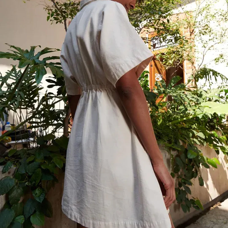 Women's Zipper Short Sleeve Dress with Pockets