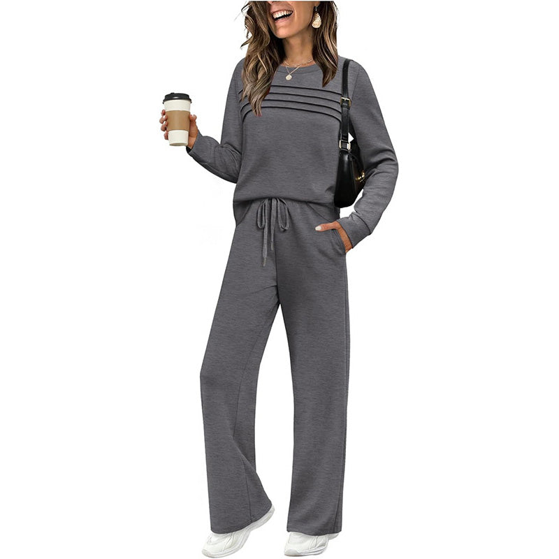 🔥HOT SALE 49% OFF✨💐Women's Crew Neck Top & Drawstring Pants Set