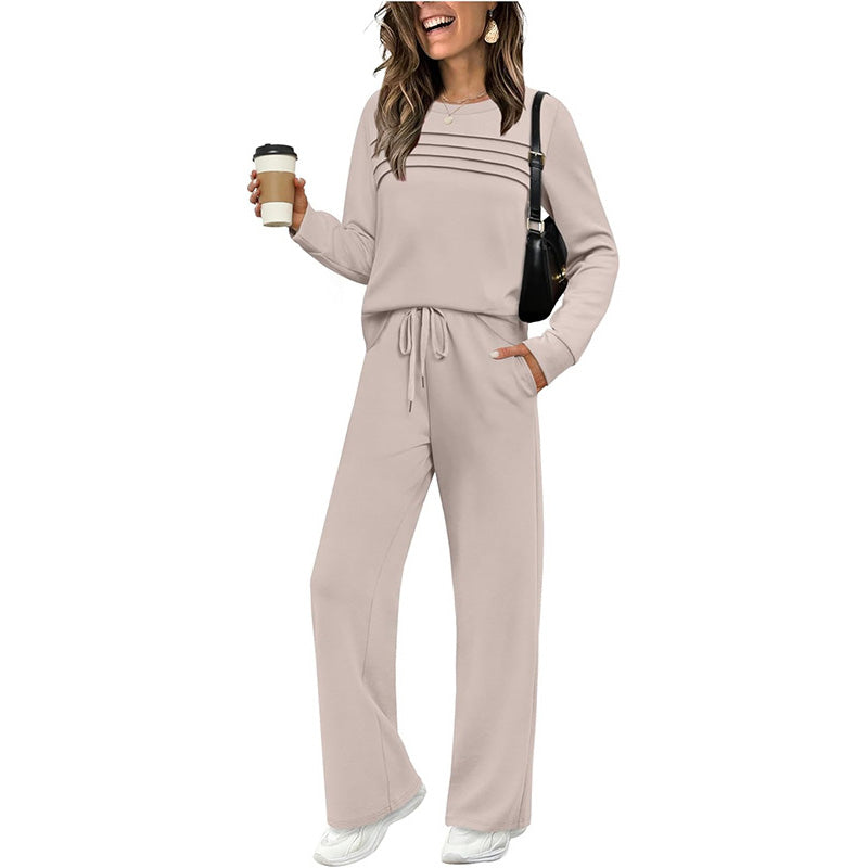 🔥HOT SALE 49% OFF✨💐Women's Crew Neck Top & Drawstring Pants Set