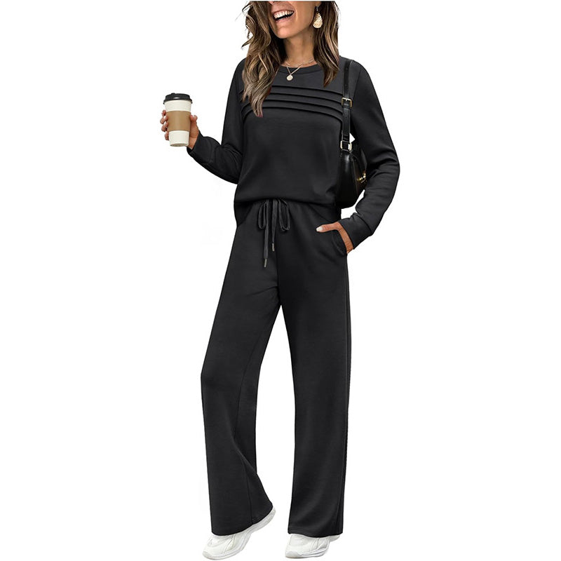 🔥HOT SALE 49% OFF✨💐Women's Crew Neck Top & Drawstring Pants Set