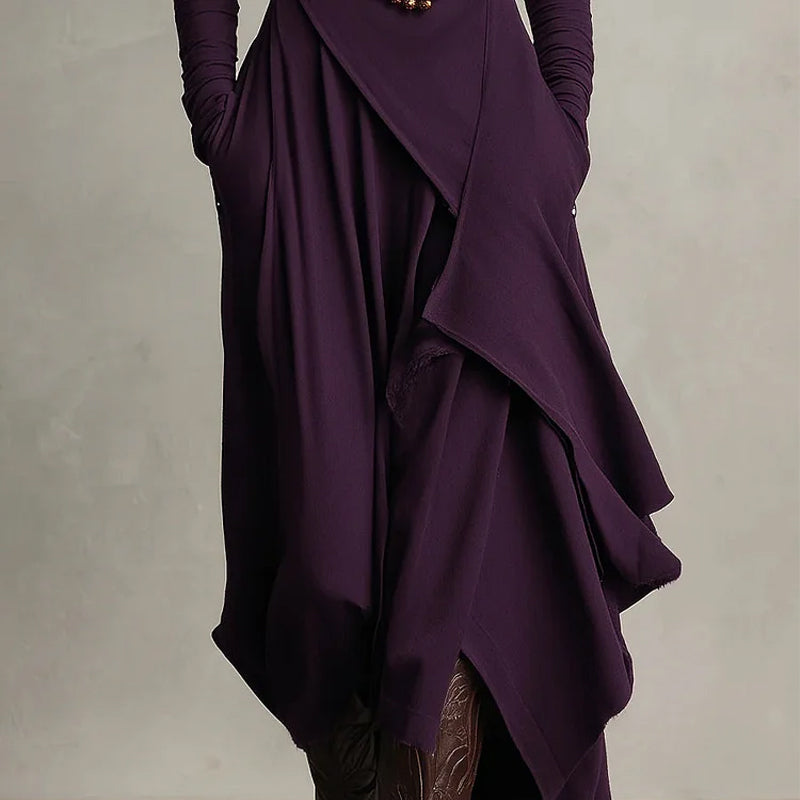 🎅🏻50% OFF🎉Women's Elegant High-Neck Asymmetrical Draped Maxi Dress