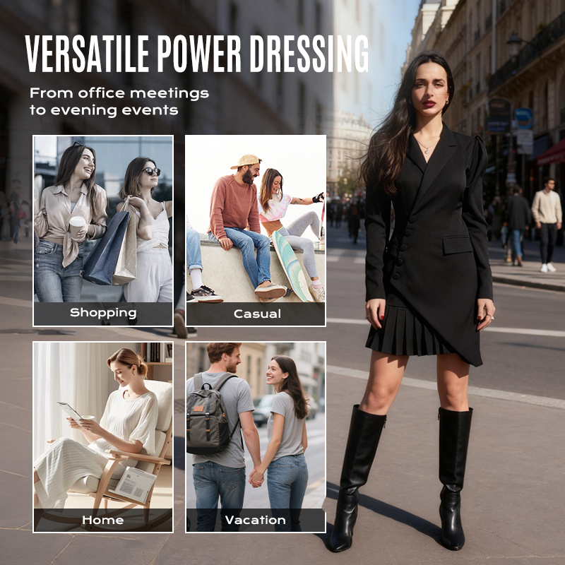 Button-Front Pleated Mini Blazer Dress