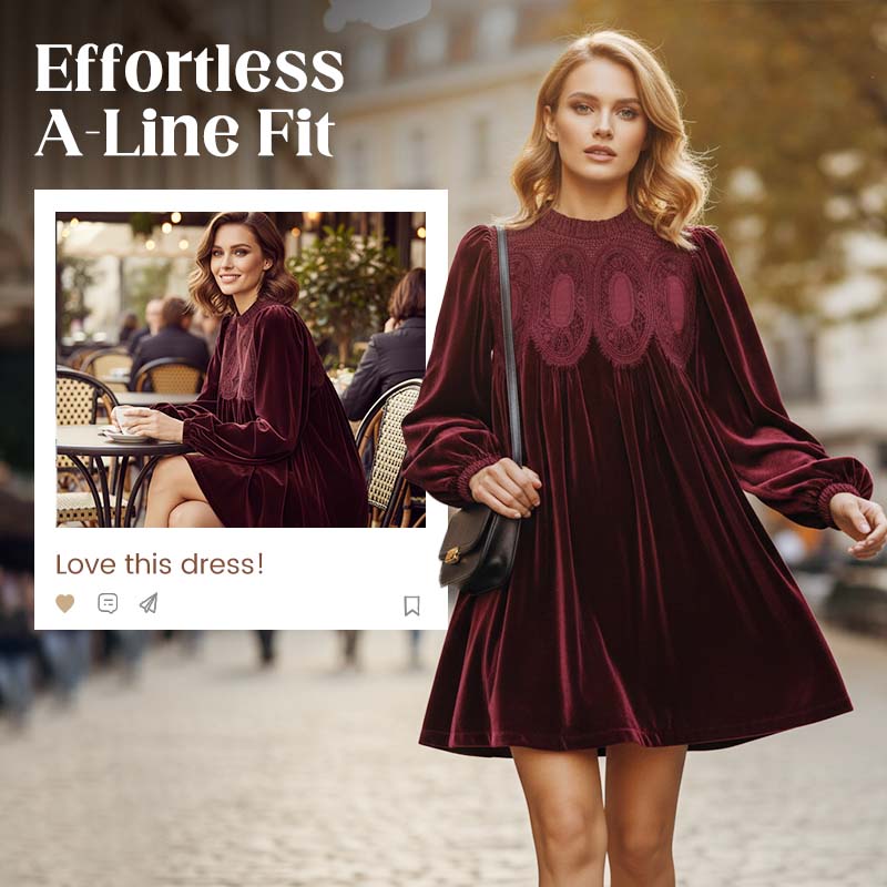 Vintage-Inspired Lace Panel Tunic Dress