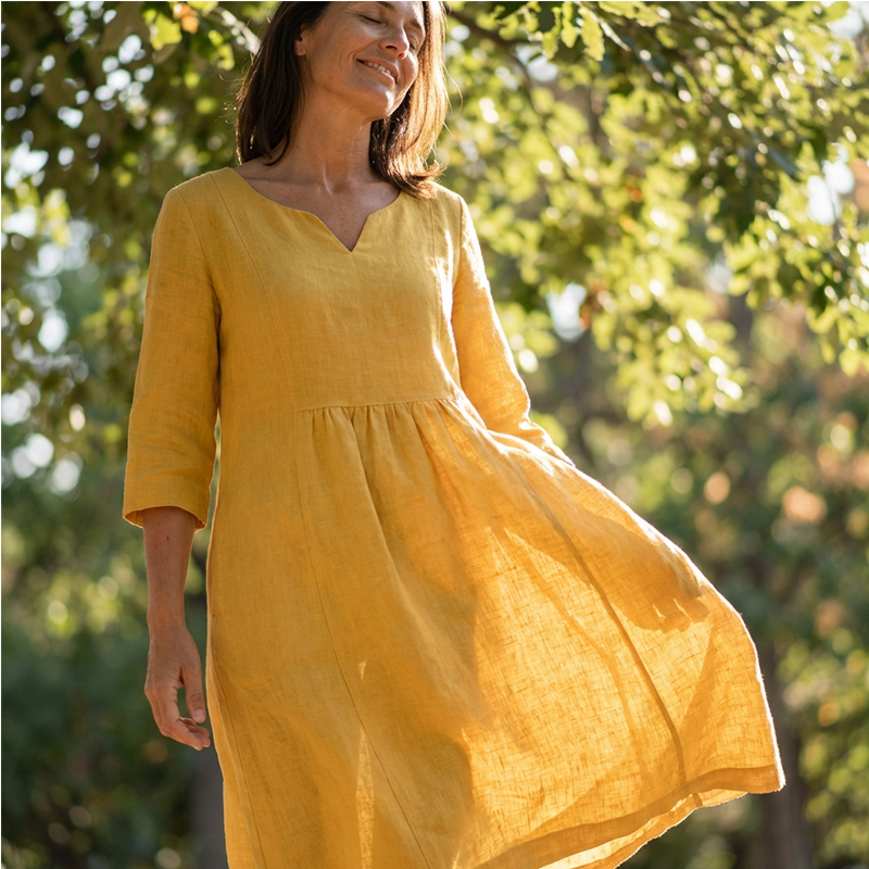 🔥🎁New arrival 50% OFF💥✨💖 V-Neck & 3/4 Sleeve Casual Dress with Pockets – Effortless Style & Comfort for Every Day 👗
